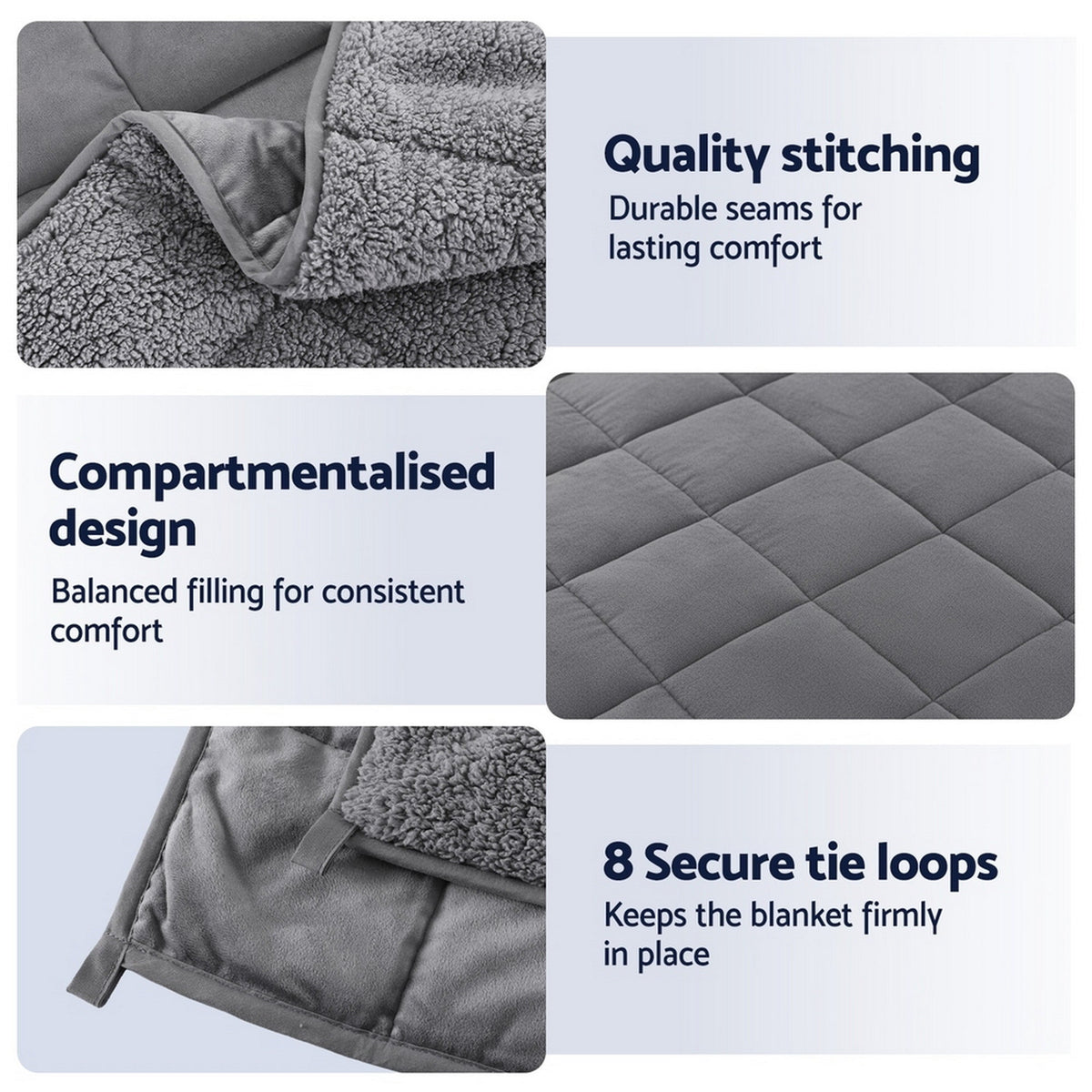 Giselle Bedding Weighted Blanket Fleece Sherpa Heavy Blanket 4.5KG Awezingly