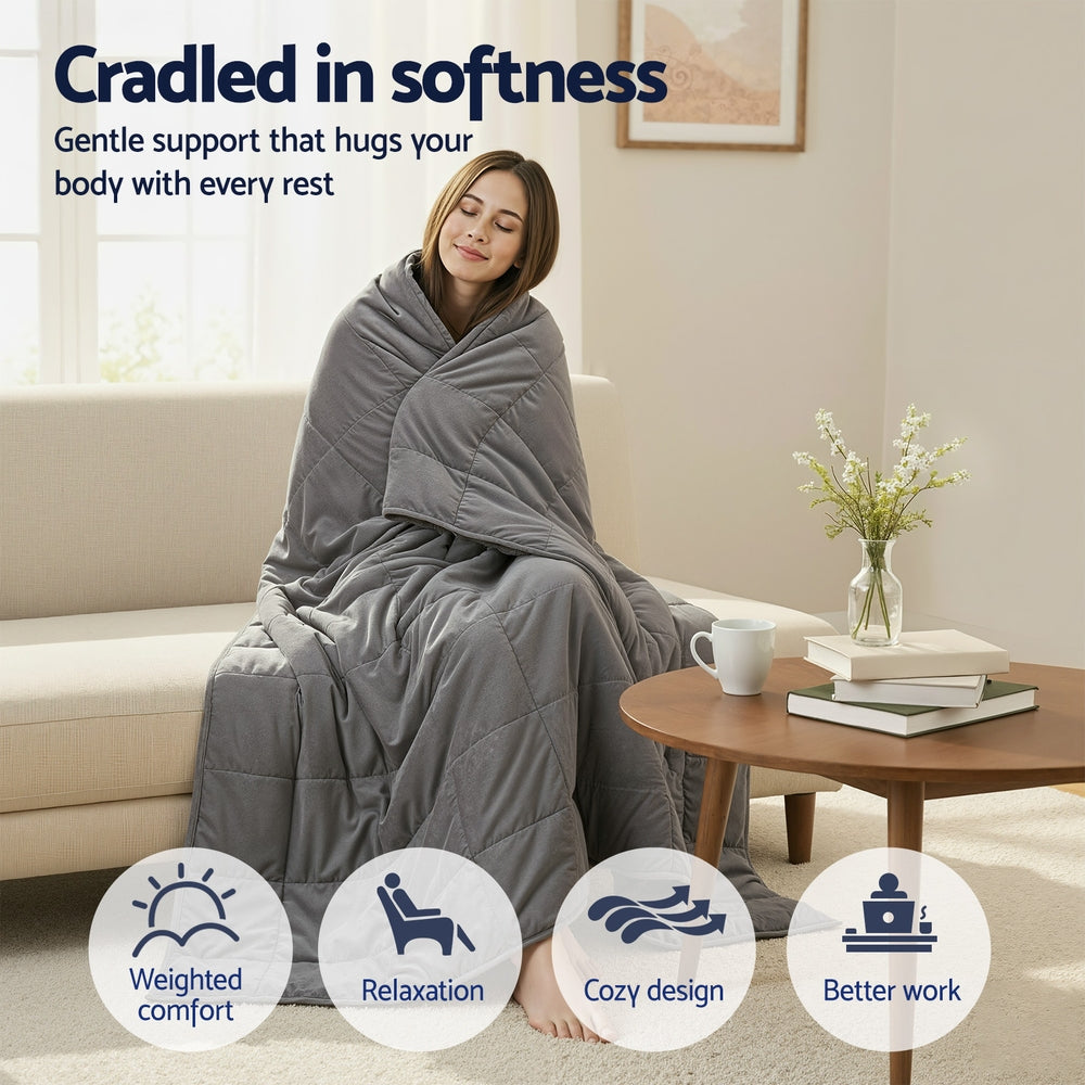 Giselle 9KG Weighted Blanket Adults Kid Anti Anxiety Gravity Blankets Sherpa Fleece Giselle Bedding