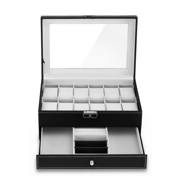 Embellir 12 Grids Watch Box Organizer Case Jewelry Display Storage Showcase Embellir