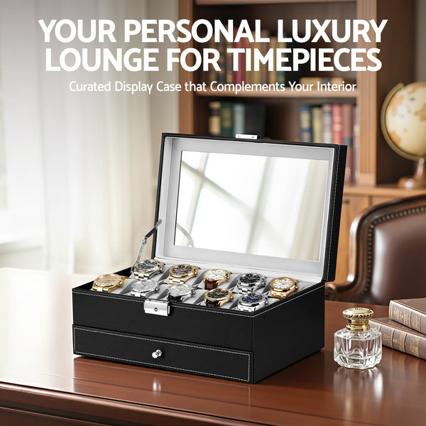 Embellir 12 Grids Watch Box Organizer Case Jewelry Display Storage Showcase Embellir