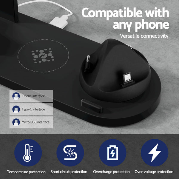 Devanti 4 in 1 Wireless Charger Multi-function Station for Phone Airpod iWatch 15W Devanti