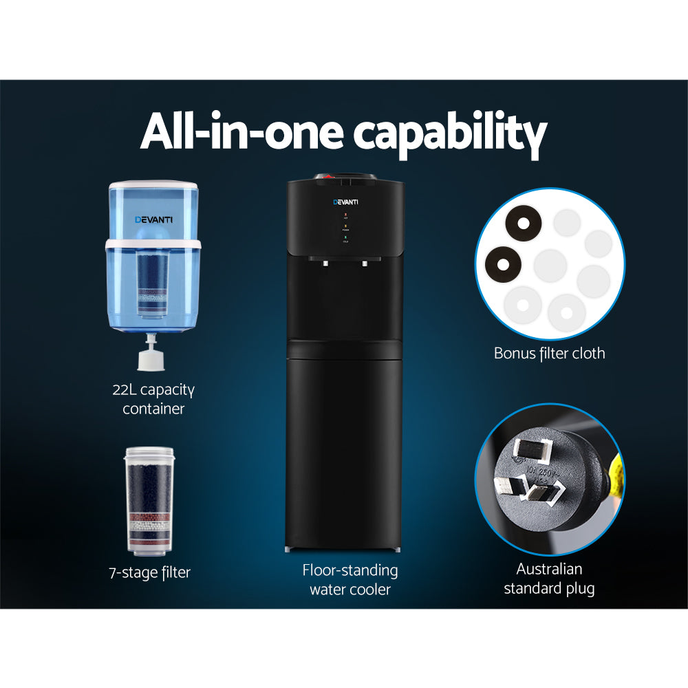 Devanti Water Cooler Dispenser Stand 22L Bottle Black Awezingly