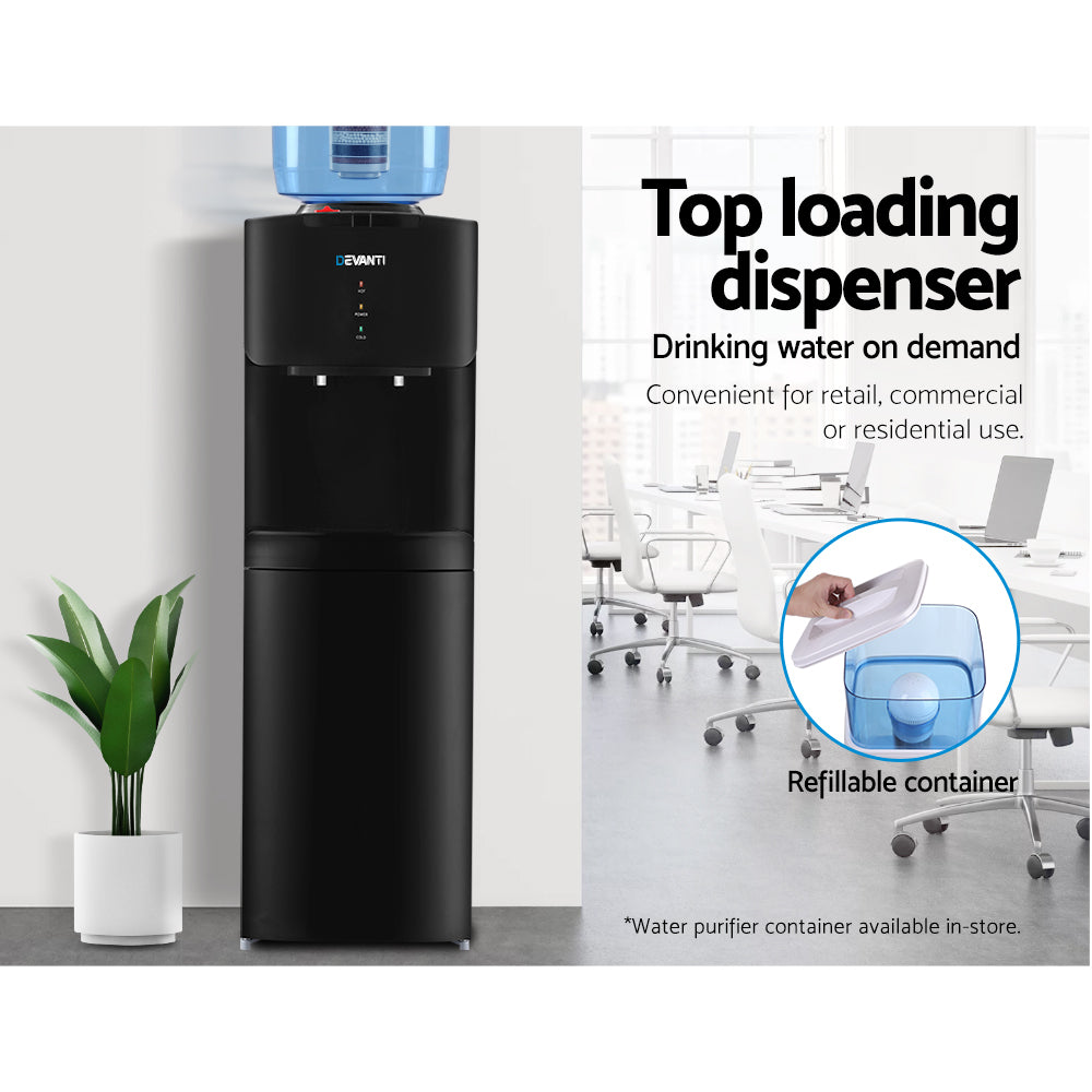 Devanti Water Cooler Dispenser Stand 22L Bottle Black Awezingly