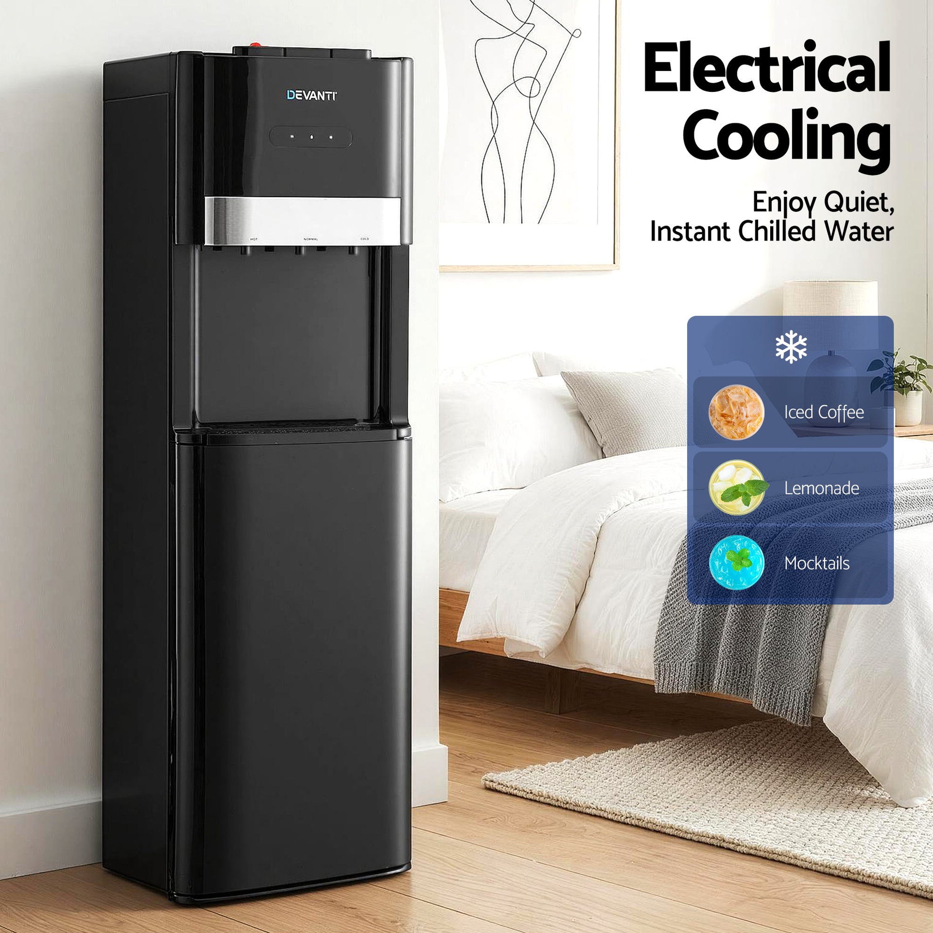 Devanti 3 Taps Water Cooler Dispenser Bottom Loading Dispenser Chiller Filter Purifier Awezingly