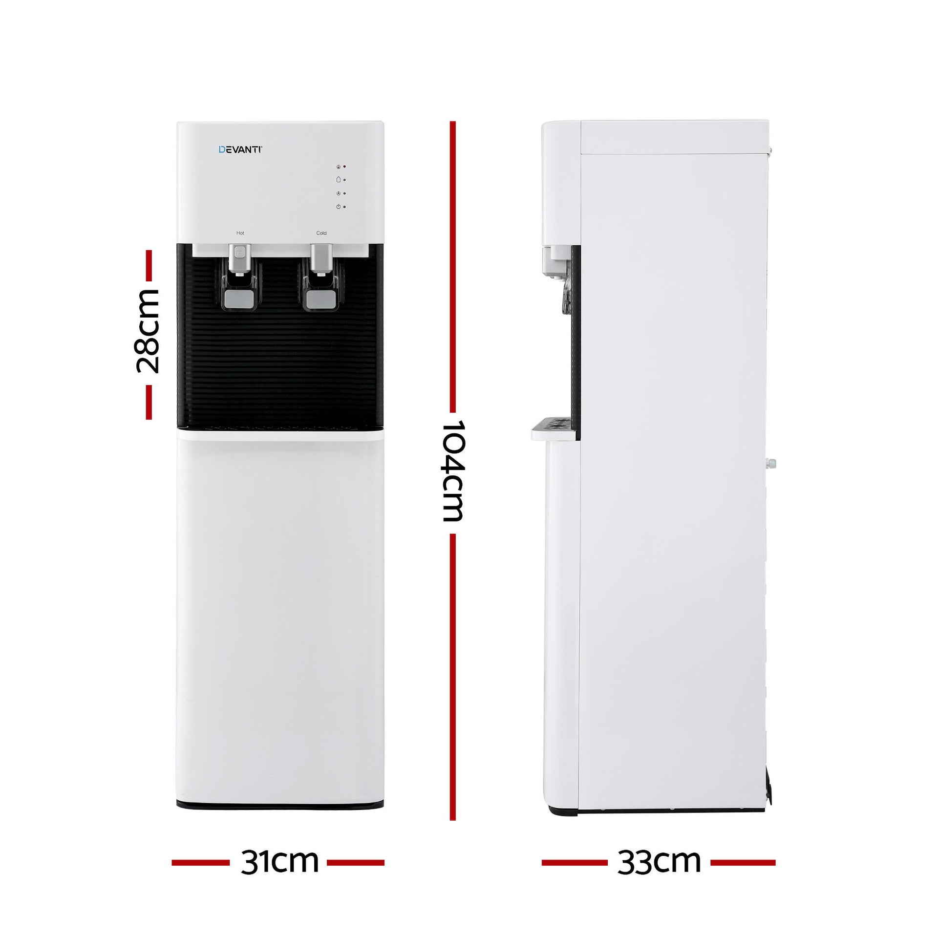 Devanti 2 Taps Water Cooler Dispenser Bottom Loading Dispenser Chiller Filter Purifier Awezingly