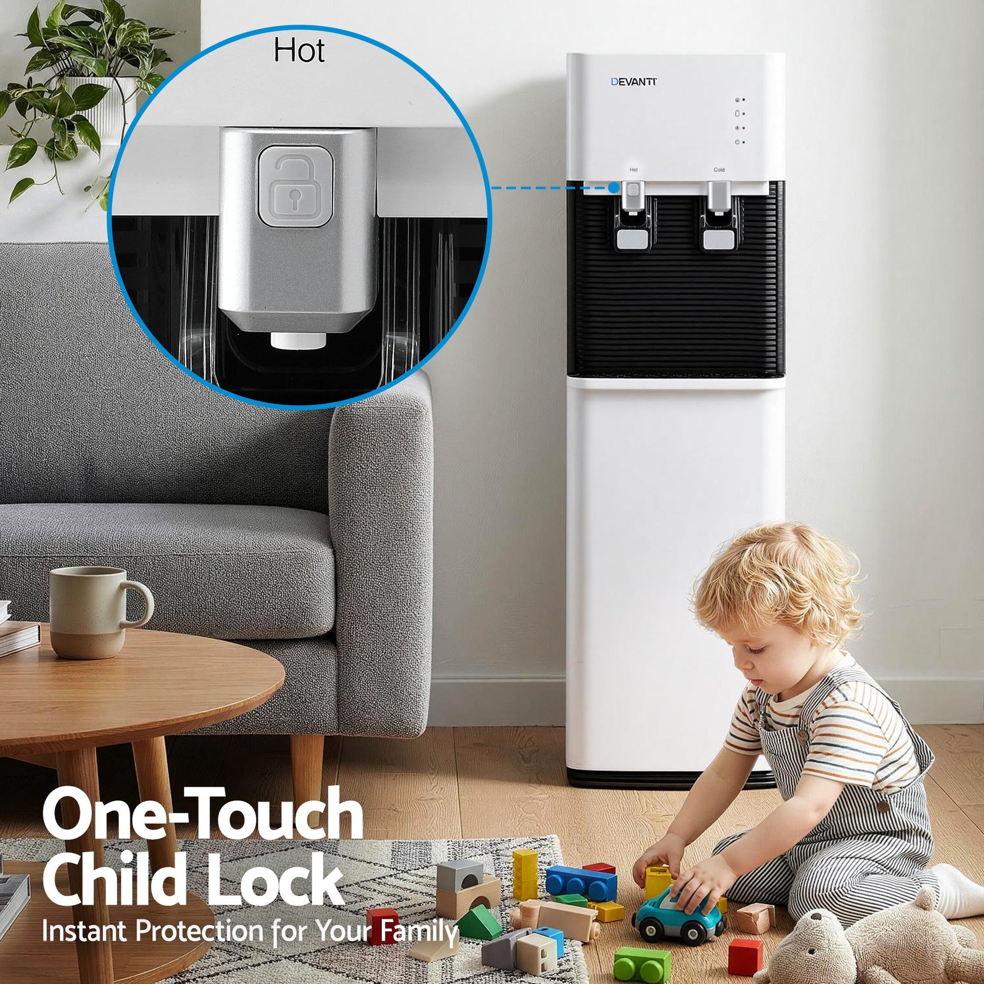 Devanti 2 Taps Water Cooler Dispenser Bottom Loading Dispenser Chiller Filter Purifier Awezingly