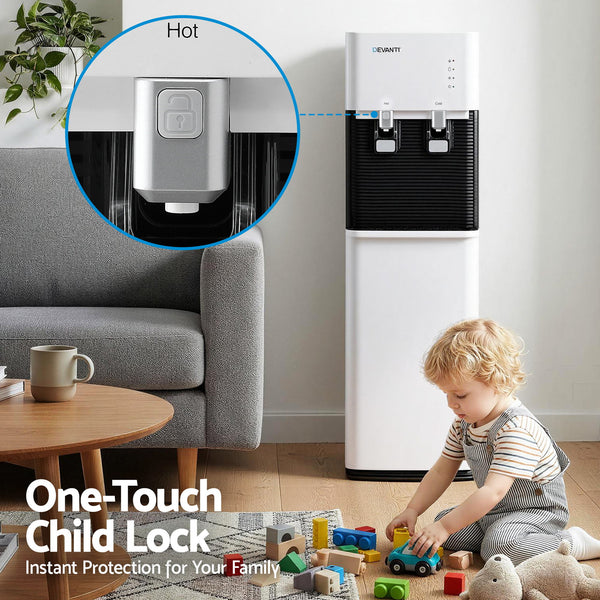 Devanti 2 Taps Water Cooler Dispenser Bottom Loading Dispenser Chiller Filter Purifier Awezingly