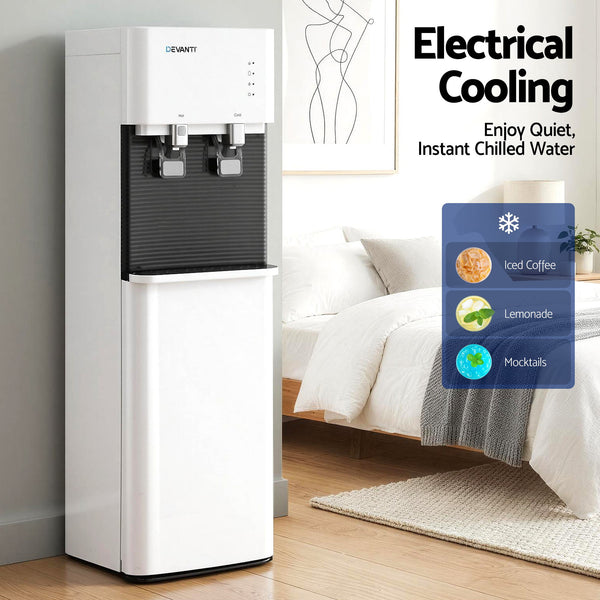 Devanti 2 Taps Water Cooler Dispenser Bottom Loading Dispenser Chiller Filter Purifier Awezingly