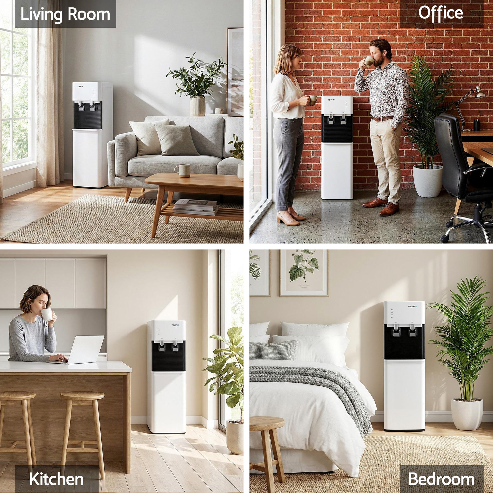 Devanti 2 Taps Water Cooler Dispenser Bottom Loading Dispenser Chiller Filter Purifier Awezingly