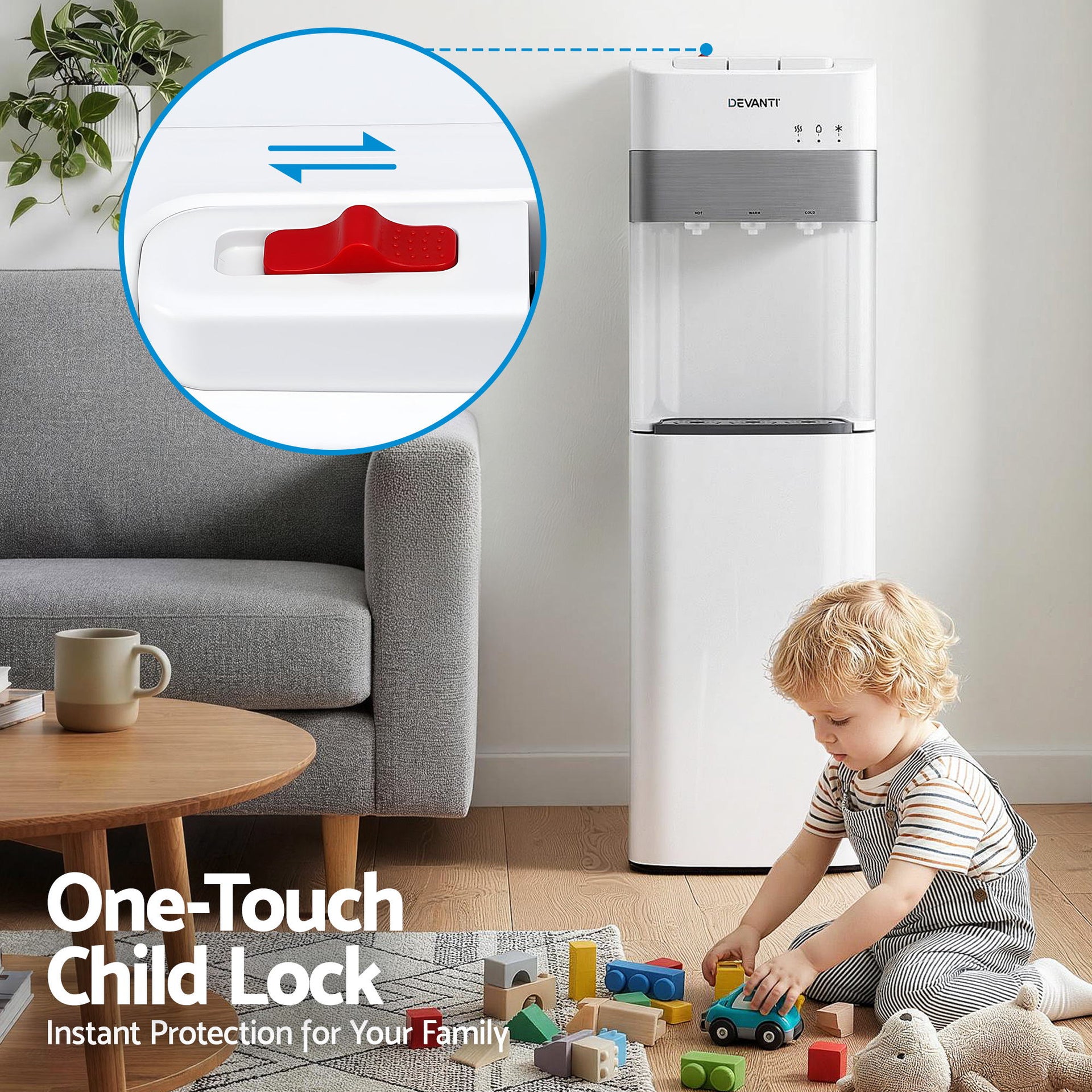 Devanti 3 Taps Water Cooler Dispenser Bottom Loading Dispenser Chiller Filter Purifier Awezingly