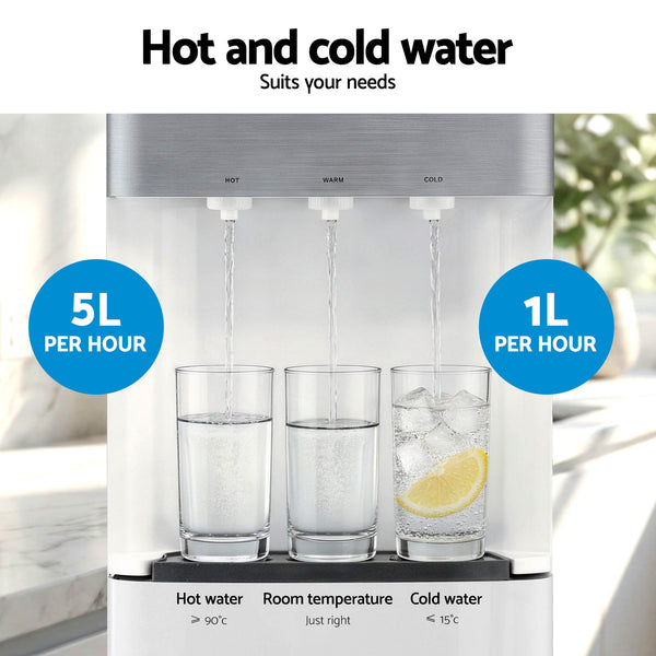 Devanti 3 Taps Water Cooler Dispenser Bottom Loading Dispenser Chiller Filter Purifier Awezingly
