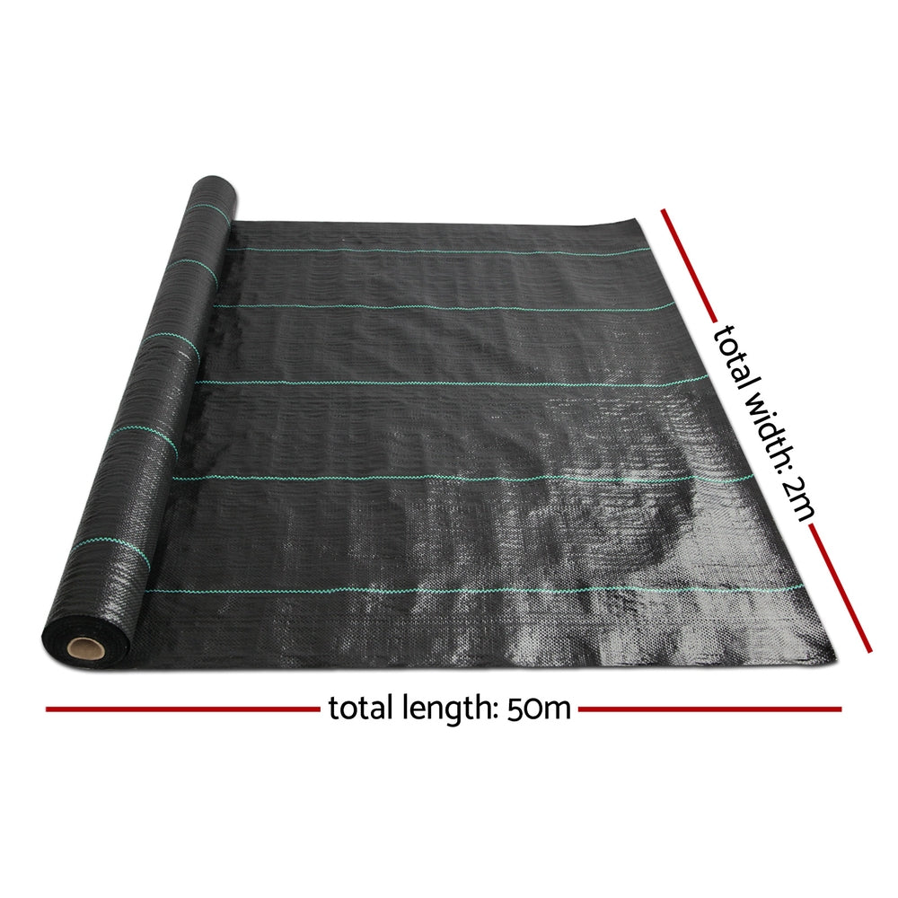 Instahut 2x50m Weed Mat 110GSM Weed Control Mat Plant Awezingly