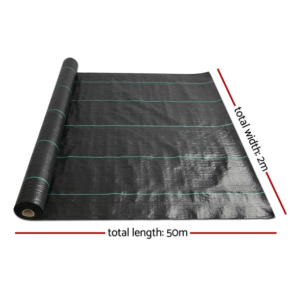 Instahut 2x50m Weed Mat 110GSM Weed Control Mat Plant Awezingly