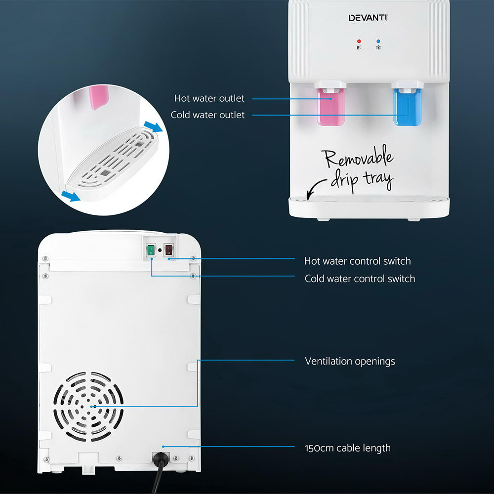 Devanti Water Cooler Dispenser Bench Top White Devanti