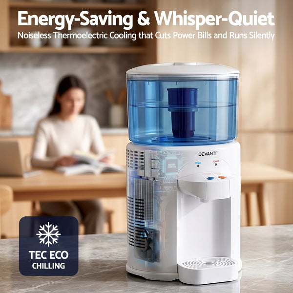 Devanti 5L Bench Top Water Cooler Dispenser with Filter 2 Taps Countertop Water Purifier Awezingly