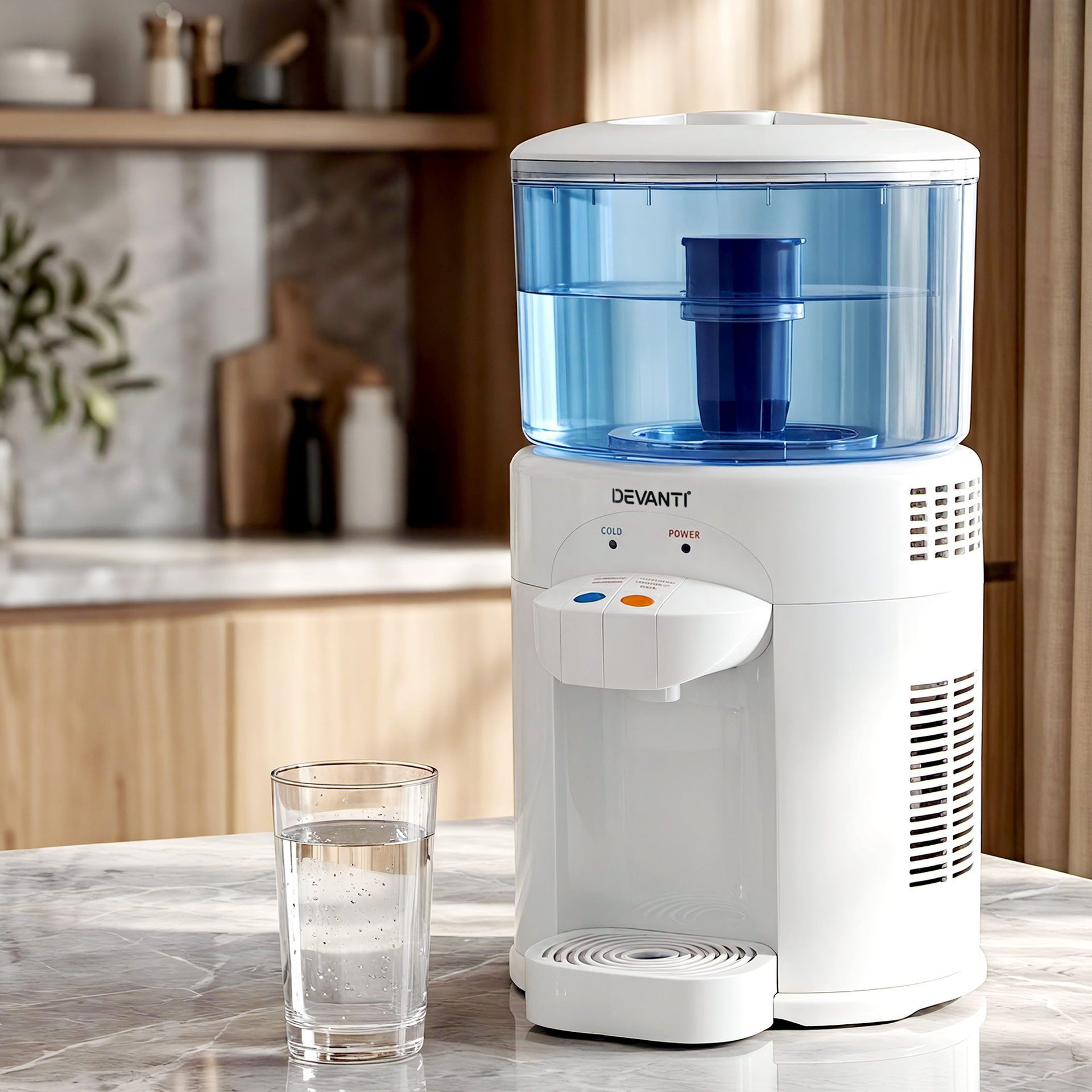 Devanti 5L Bench Top Water Cooler Dispenser with Filter 2 Taps Countertop Water Purifier Awezingly