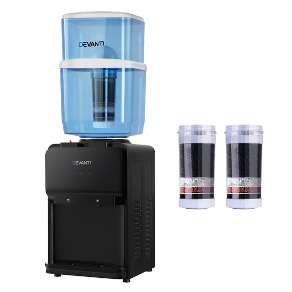 Devanti Water Cooler Dispenser 22L Bench Top Chiller Purifier Filter Hot Cold Black Devanti