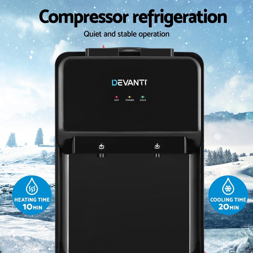 Devanti Water Cooler Dispenser 22L Bench Top Chiller Purifier Filter Hot Cold Black Devanti