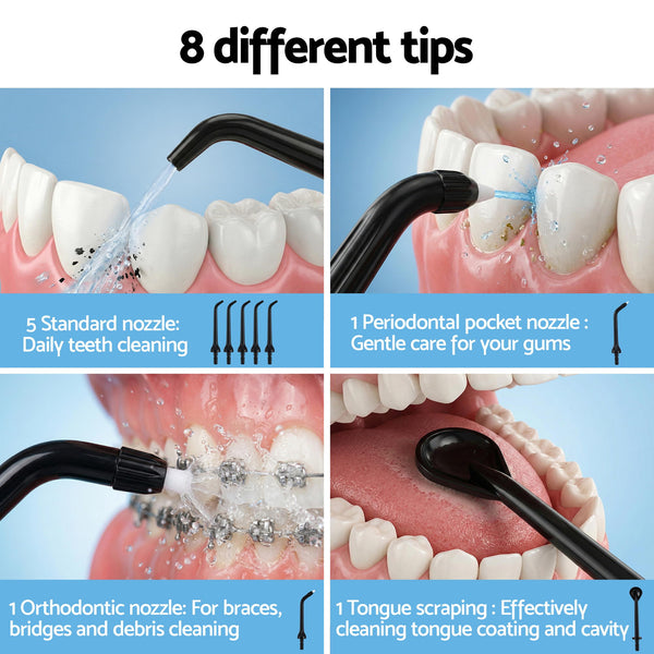 Devanti Cordless Water Flosser Dental Oral Irrigator Black Awezingly