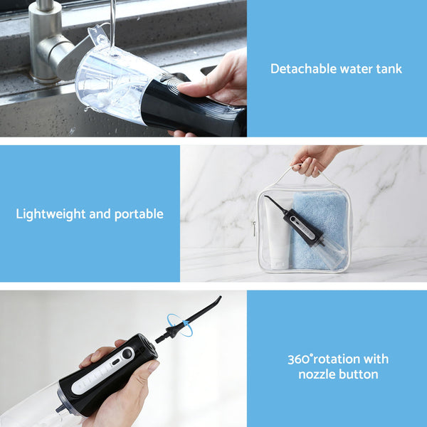 Devanti Cordless Water Flosser Dental Oral Irrigator Black Awezingly