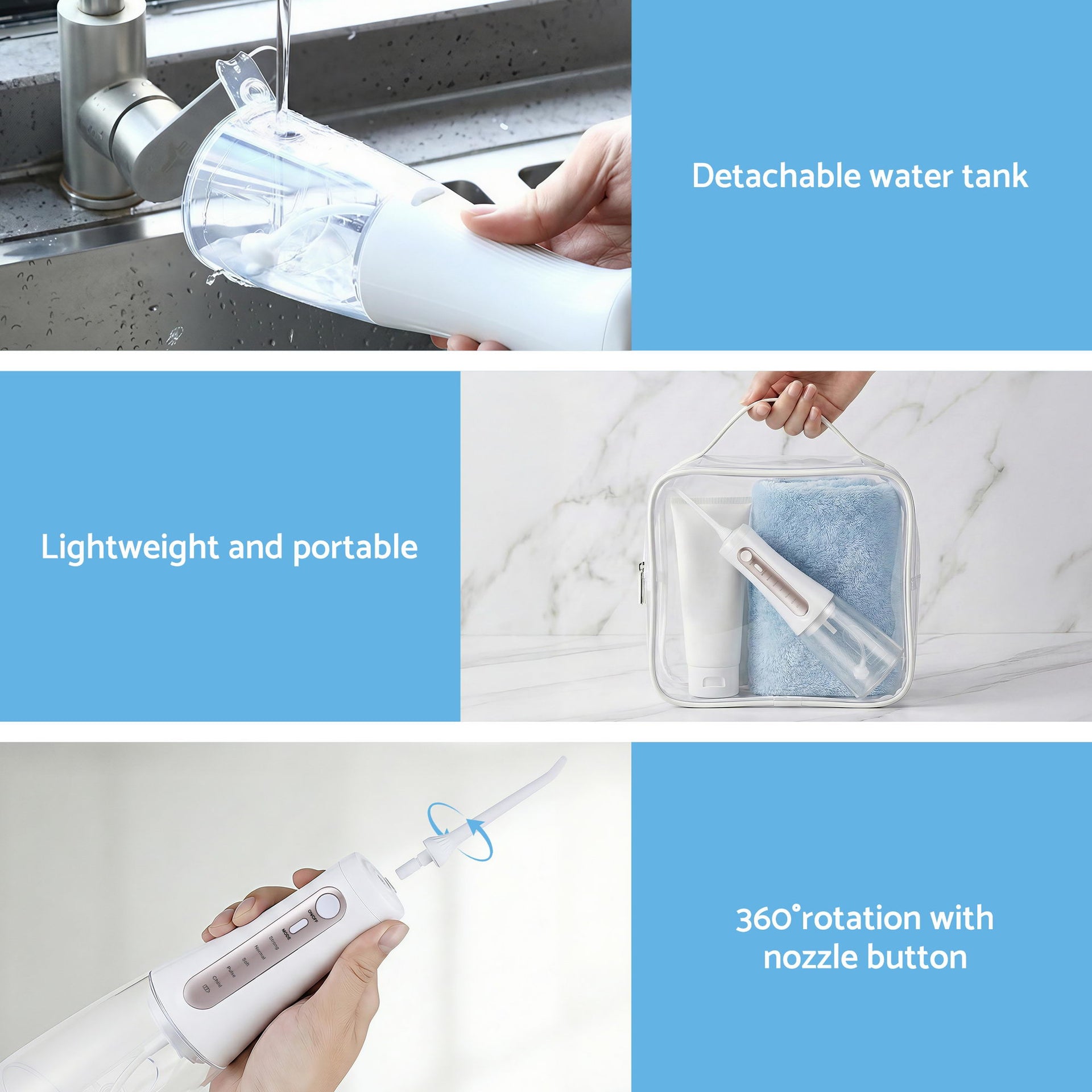 Devanti Cordless Water Flosser Dental Oral Irrigator White Awezingly