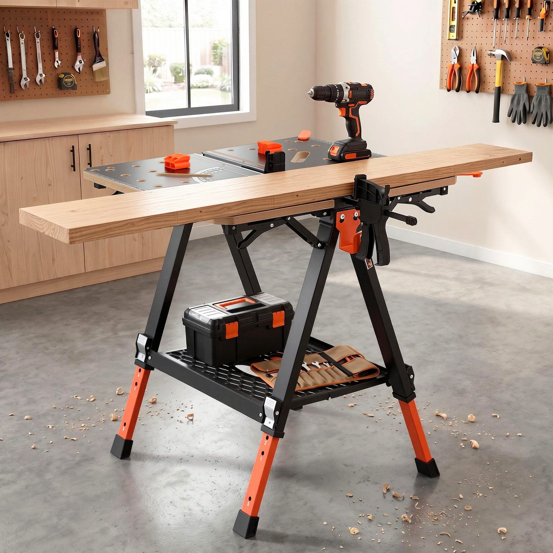 Giantz Portable Folding Work Table 454kg Adjustable Workbench Awezingly
