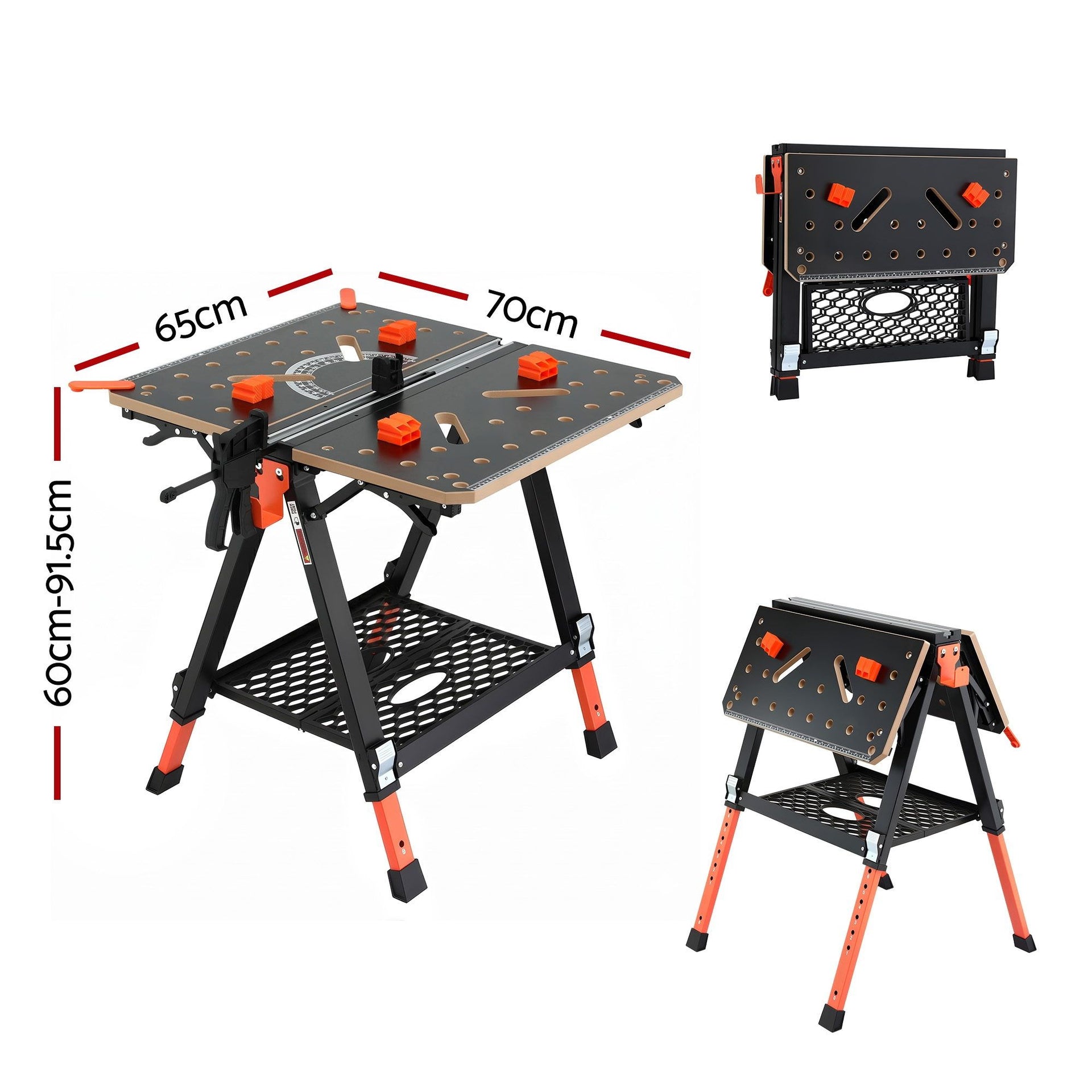 Giantz Portable Folding Work Table 454kg Adjustable Workbench Awezingly