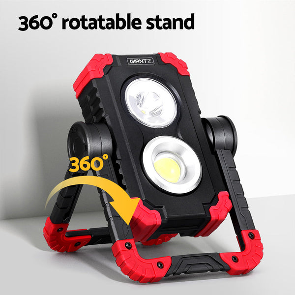Giantz Work Light Rechargeable Torch USB Cordless LED Lamp Rotation Folding Giantz