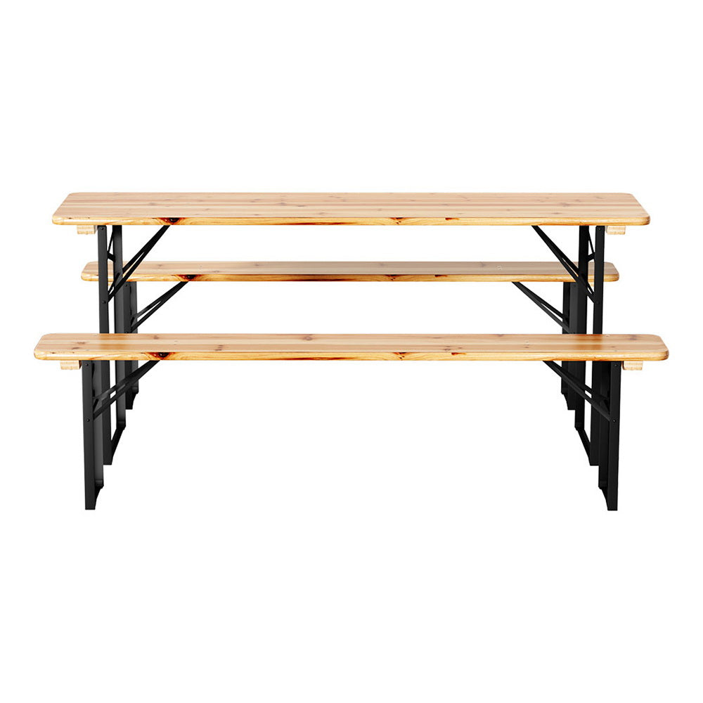 Gardeon 3 PCS Outdoor Furniture Dining Set Lounge Setting Patio Wooden Bench Gardeon