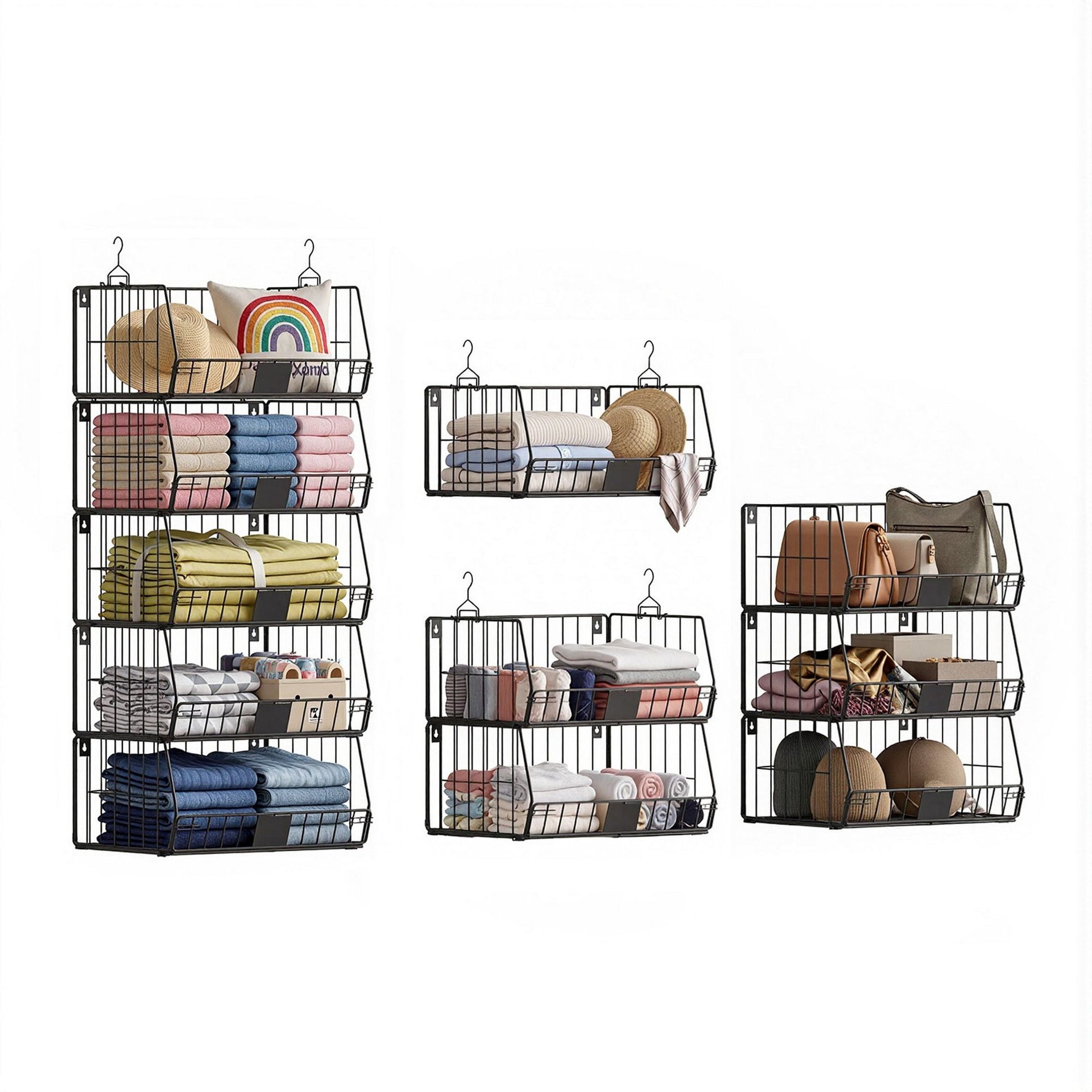 Artiss 5 Tier Stackable Closet Organizers and Storage Closet Hanging Storage Organizer Shelves Awezingly