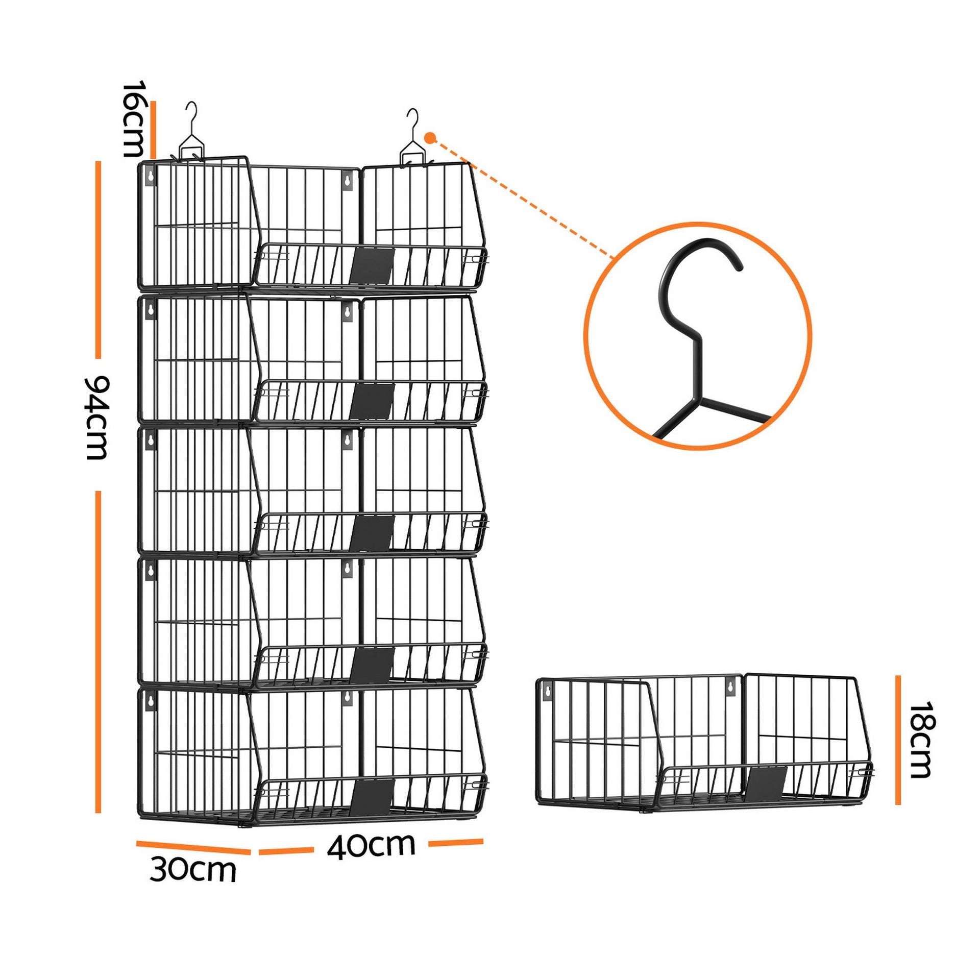 Artiss 5 Tier Stackable Closet Organizers and Storage Closet Hanging Storage Organizer Shelves Awezingly