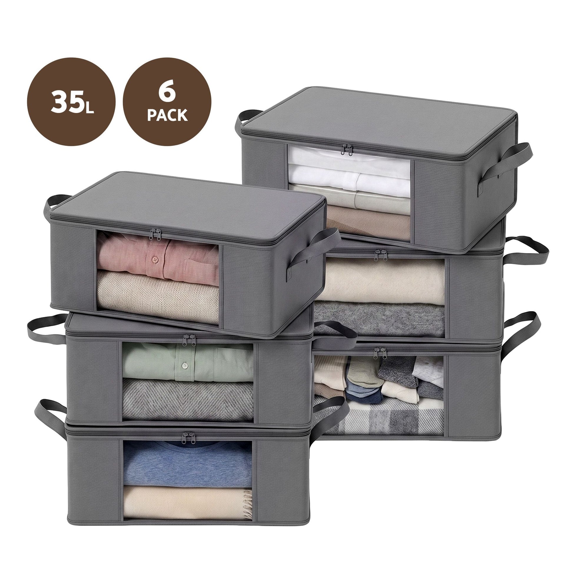 Artiss 6 Packs Clothes Storage Bags 35L Foldable Closet Organizer Storage Bins Awezingly