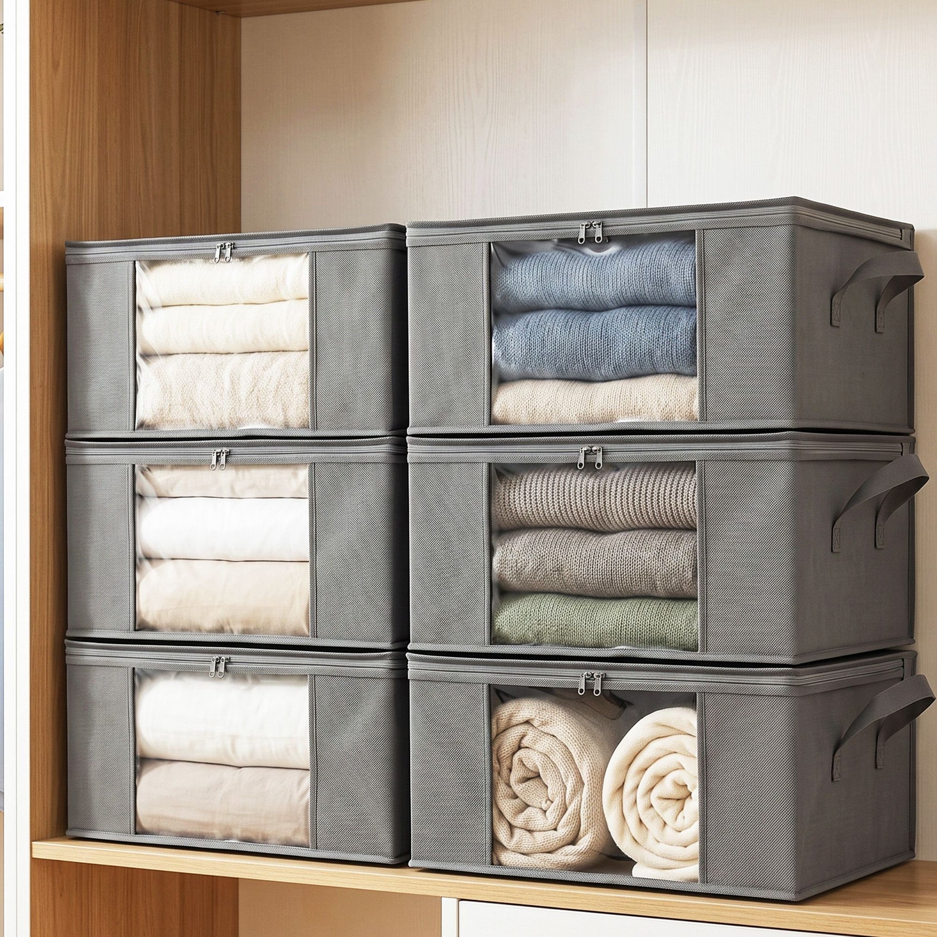 Artiss 6 Packs Clothes Storage Bags 35L Foldable Closet Organizer Storage Bins Awezingly