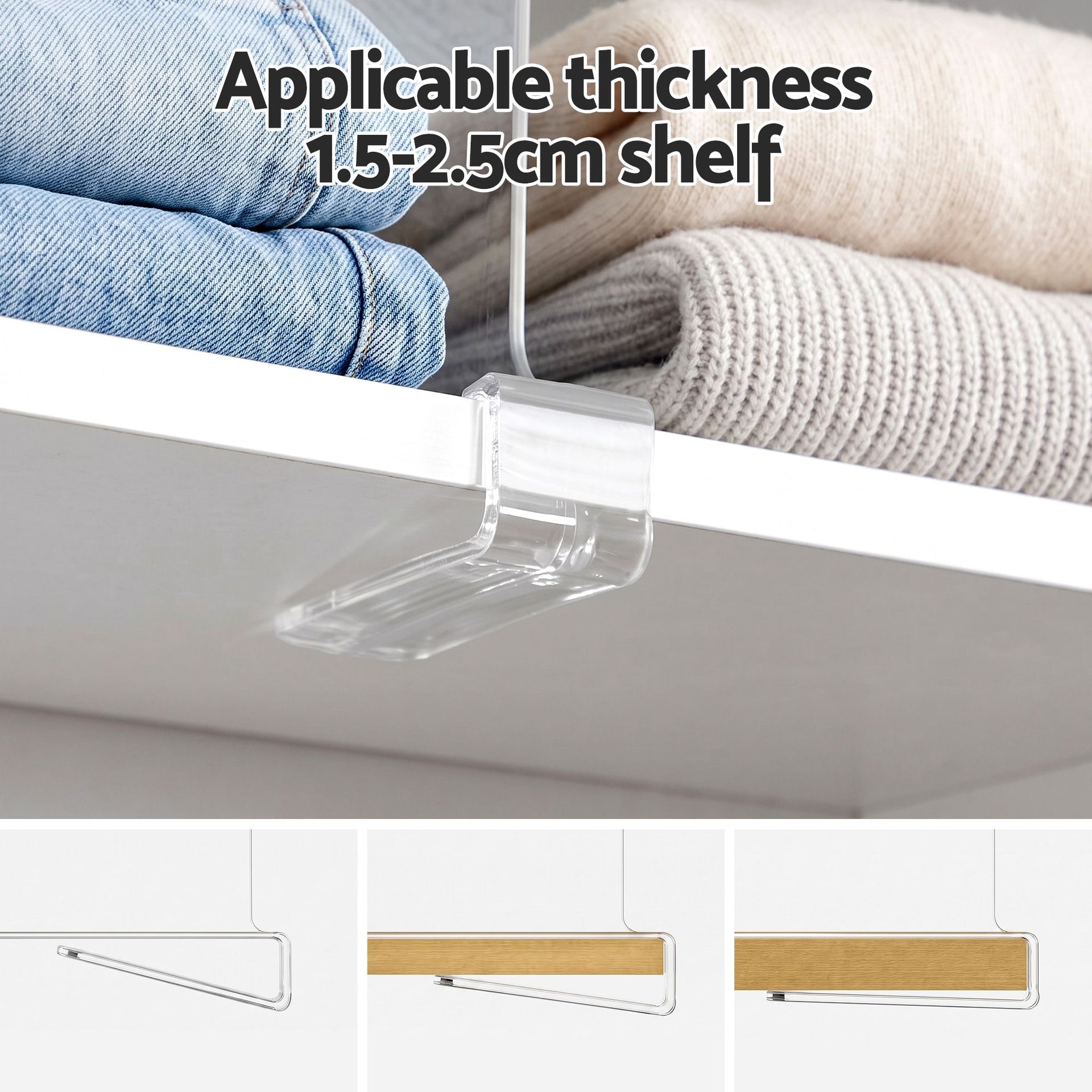 Artiss 6 Pack Closet Organizers and Storage Clear Shelf Dividers Artiss