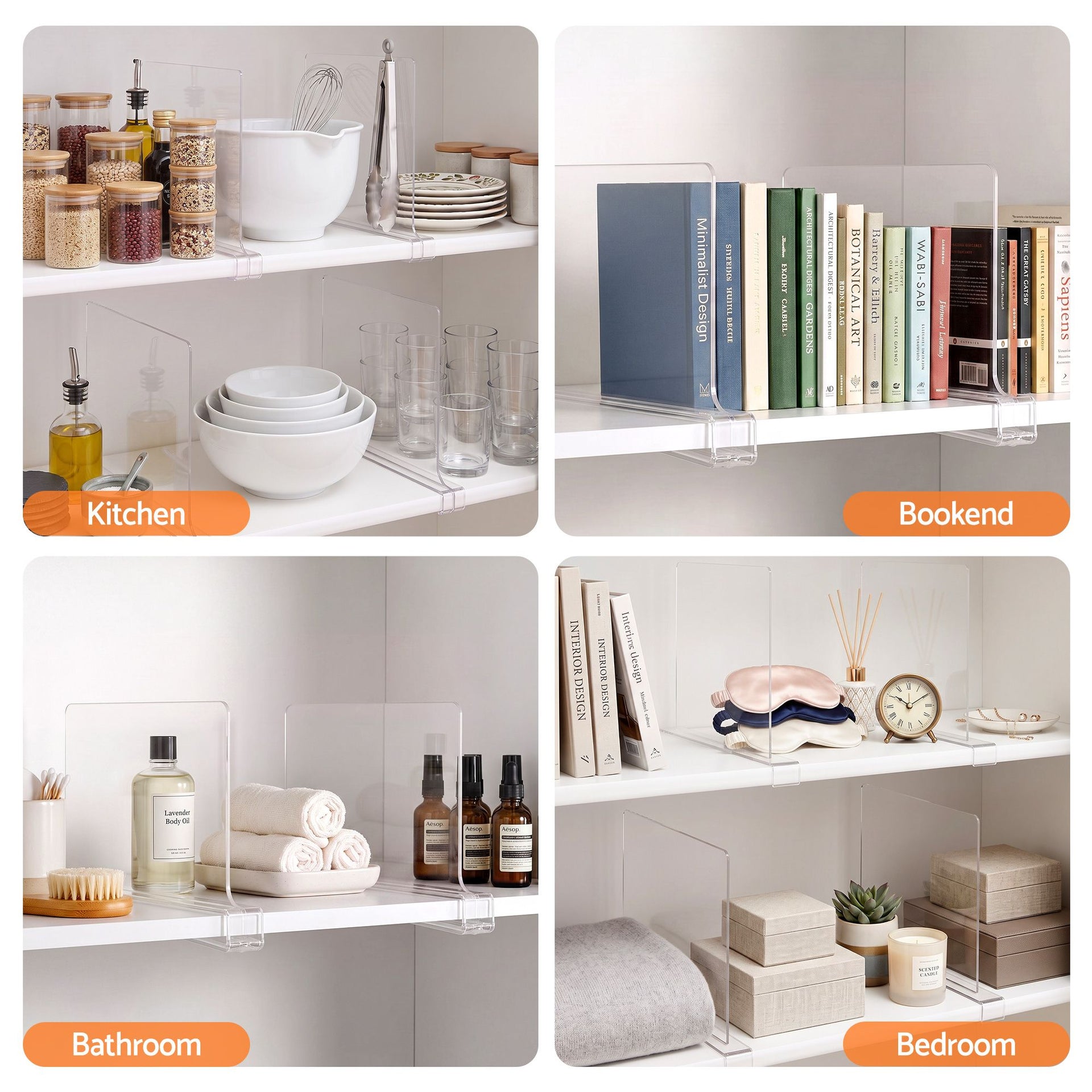 Artiss 6 Pack Closet Organizers and Storage Clear Shelf Dividers Artiss