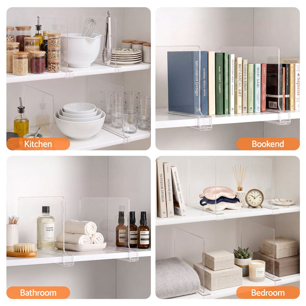 Artiss 6 Pack Closet Organizers and Storage Clear Shelf Dividers Artiss