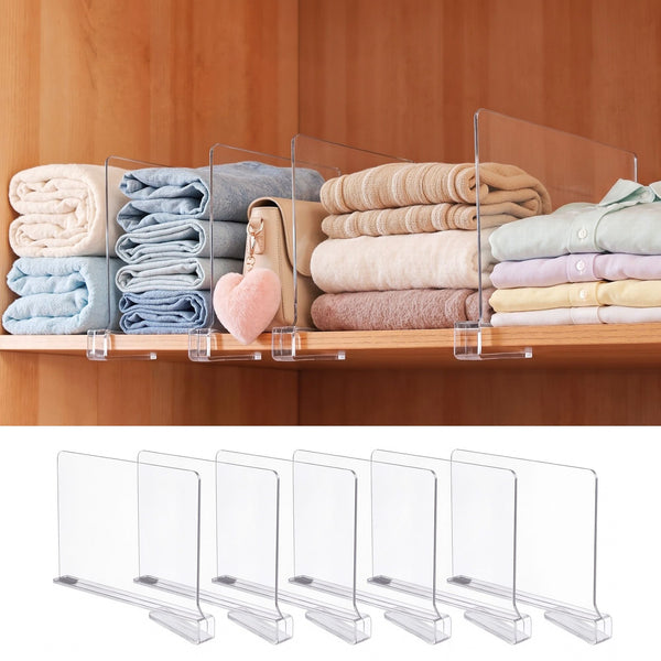 Artiss 6 Pack Closet Organizers and Storage Clear Shelf Dividers Artiss