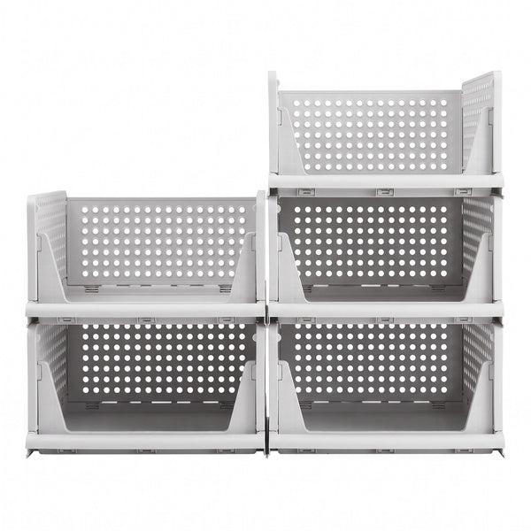 Artiss 5 Pack Stackable Plastic Storage Foldable Closet Organizers Awezingly