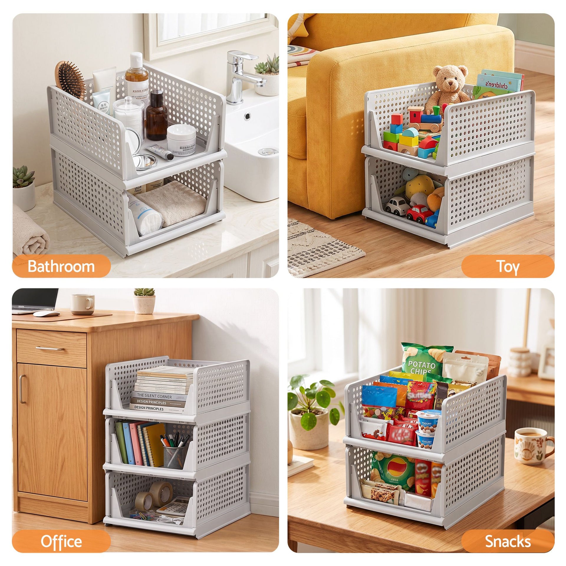 Artiss 5 Pack Stackable Plastic Storage Foldable Closet Organizers Awezingly