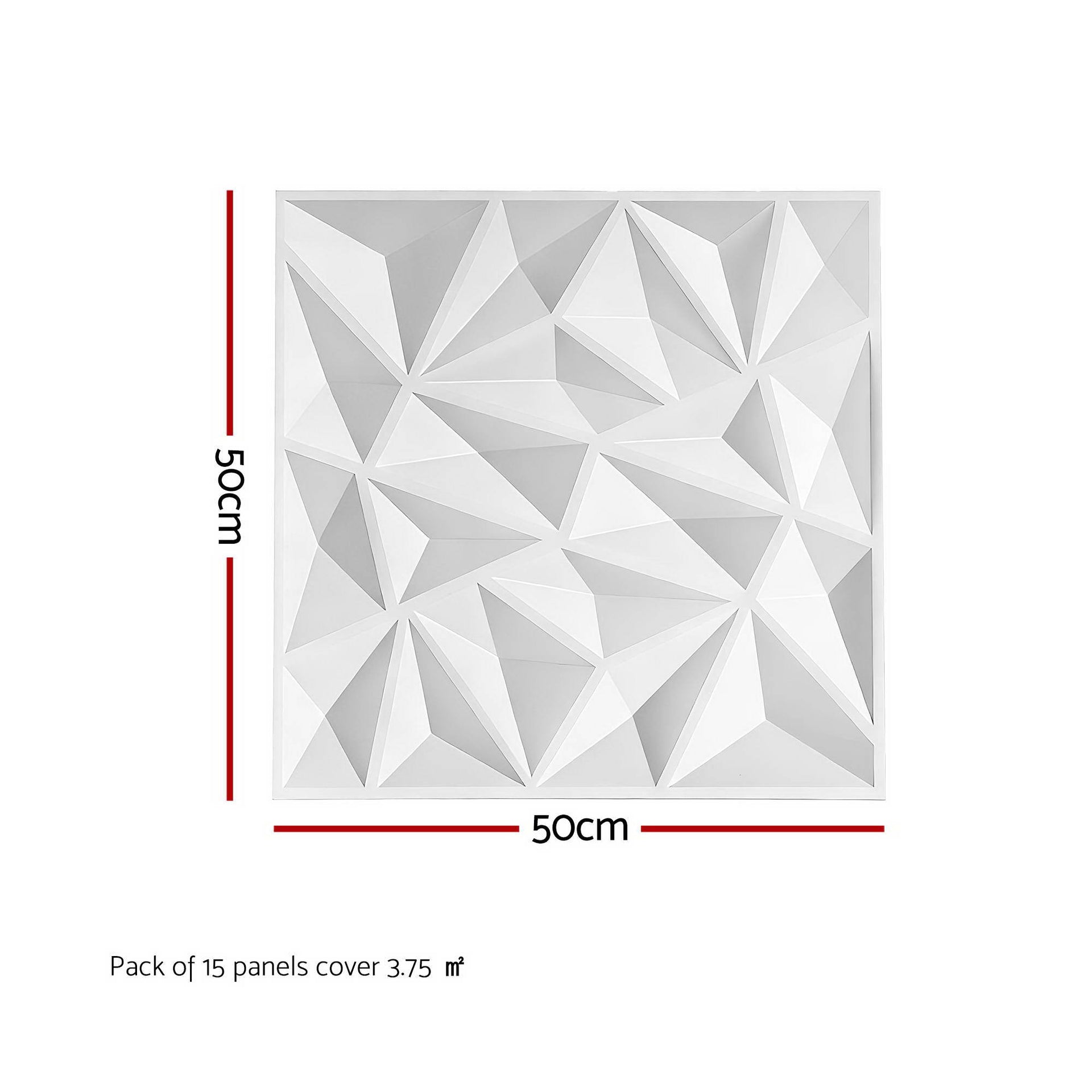 Artiss 3D Wall Panels Diamond PVC Decorative Panels 50x50cm Set of 15 Feature Wall Awezingly