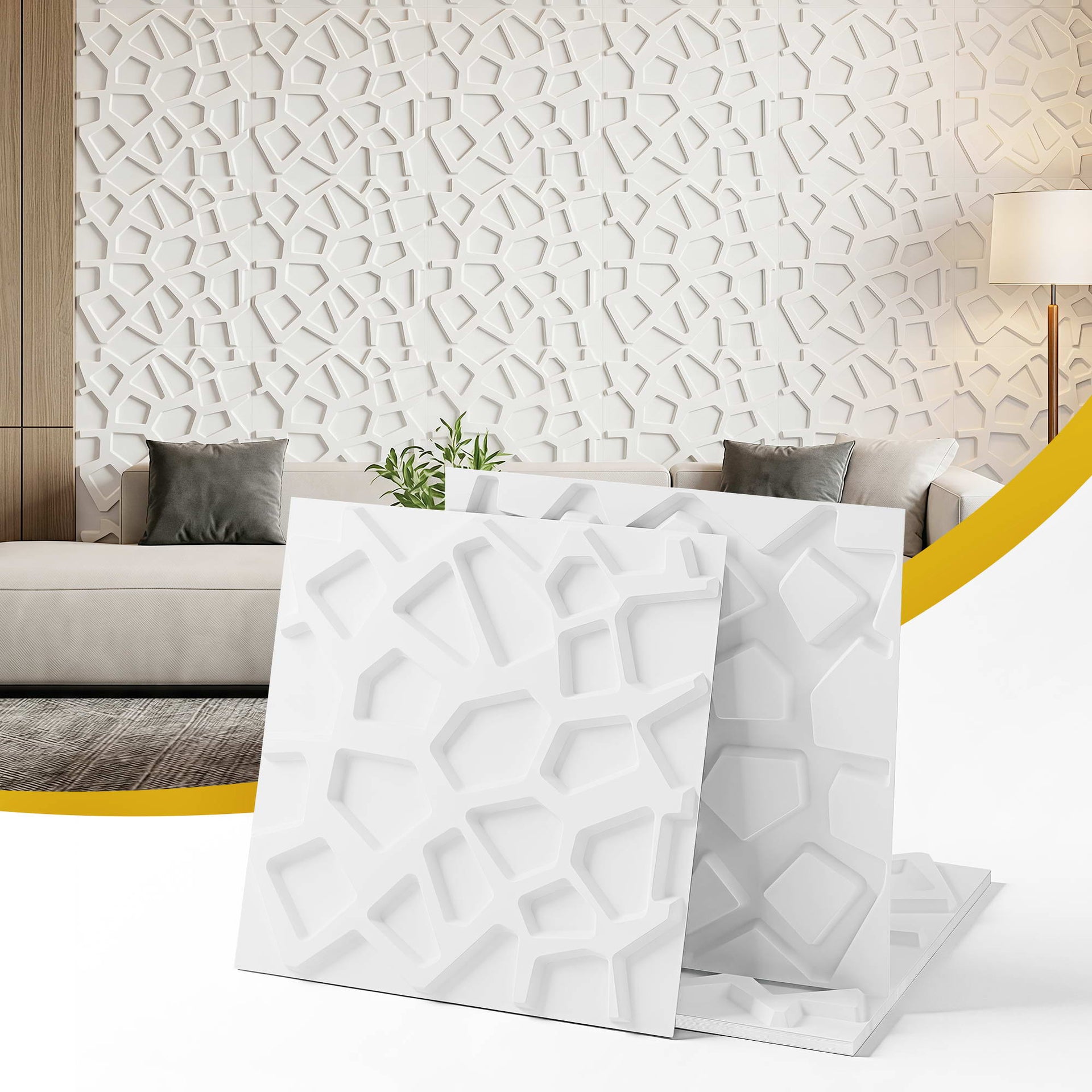 Artiss 3D Wall Panels PVC Decorative Panels 50x50cm Set of 15 Feature Wall Poly Awezingly