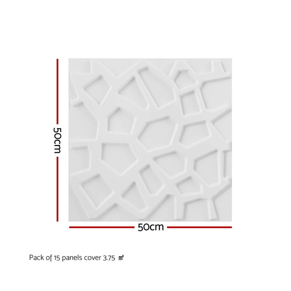 Artiss 3D Wall Panels PVC Decorative Panels 50x50cm Set of 15 Feature Wall Poly Awezingly