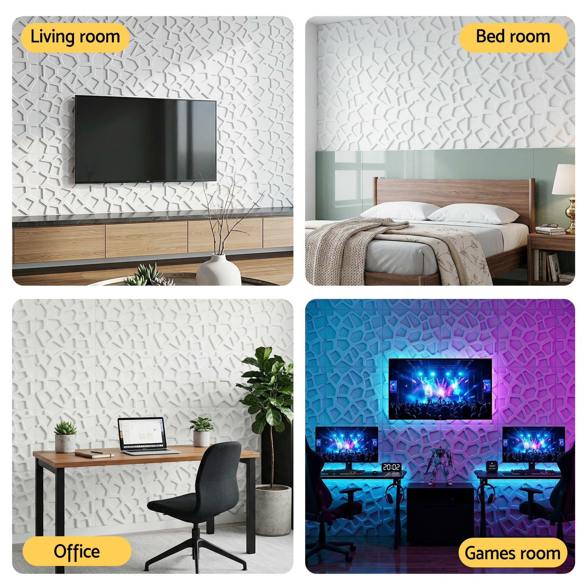 Artiss 3D Wall Panels PVC Decorative Panels 50x50cm Set of 15 Feature Wall Poly Awezingly