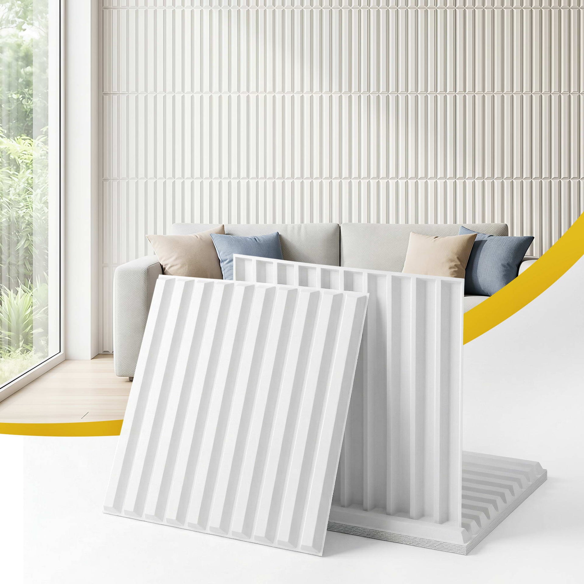 Artiss 3D Wall Panels Vertical PVC Decorative Panels 50x50cm Set of 15 Feature Wall Vert Awezingly