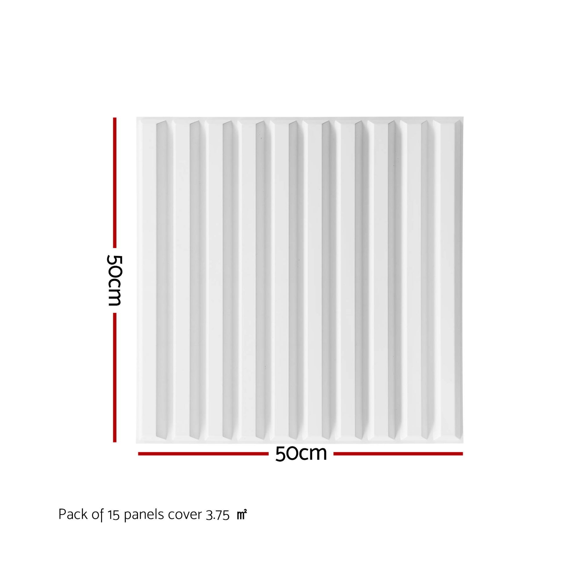 Artiss 3D Wall Panels Vertical PVC Decorative Panels 50x50cm Set of 15 Feature Wall Vert Awezingly