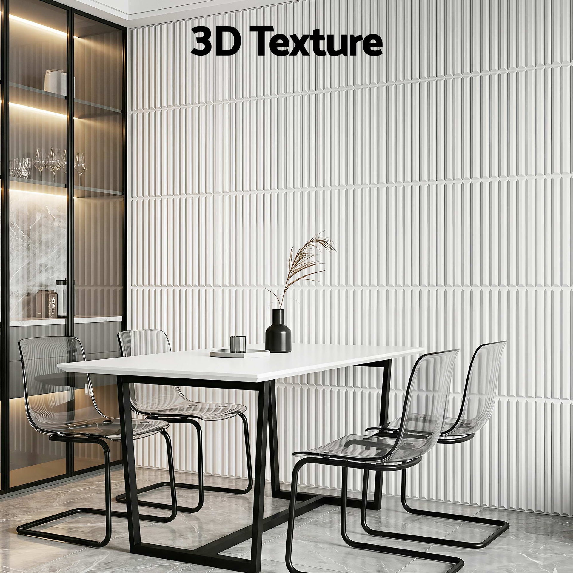 Artiss 3D Wall Panels Vertical PVC Decorative Panels 50x50cm Set of 15 Feature Wall Vert Awezingly