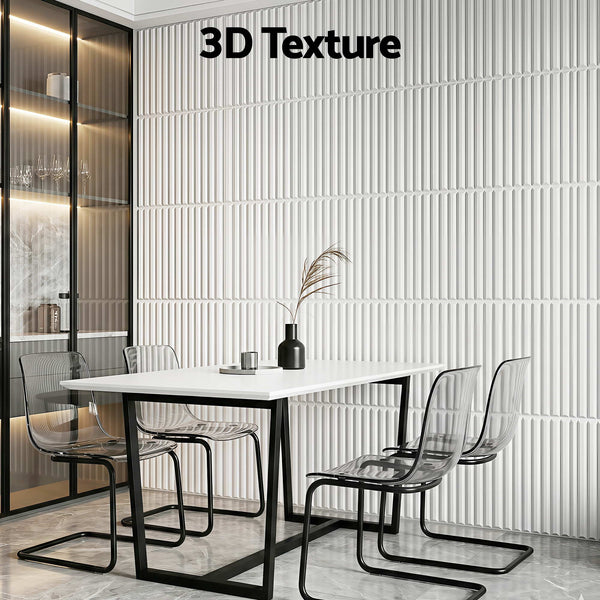 Artiss 3D Wall Panels Vertical PVC Decorative Panels 50x50cm Set of 15 Feature Wall Vert Awezingly