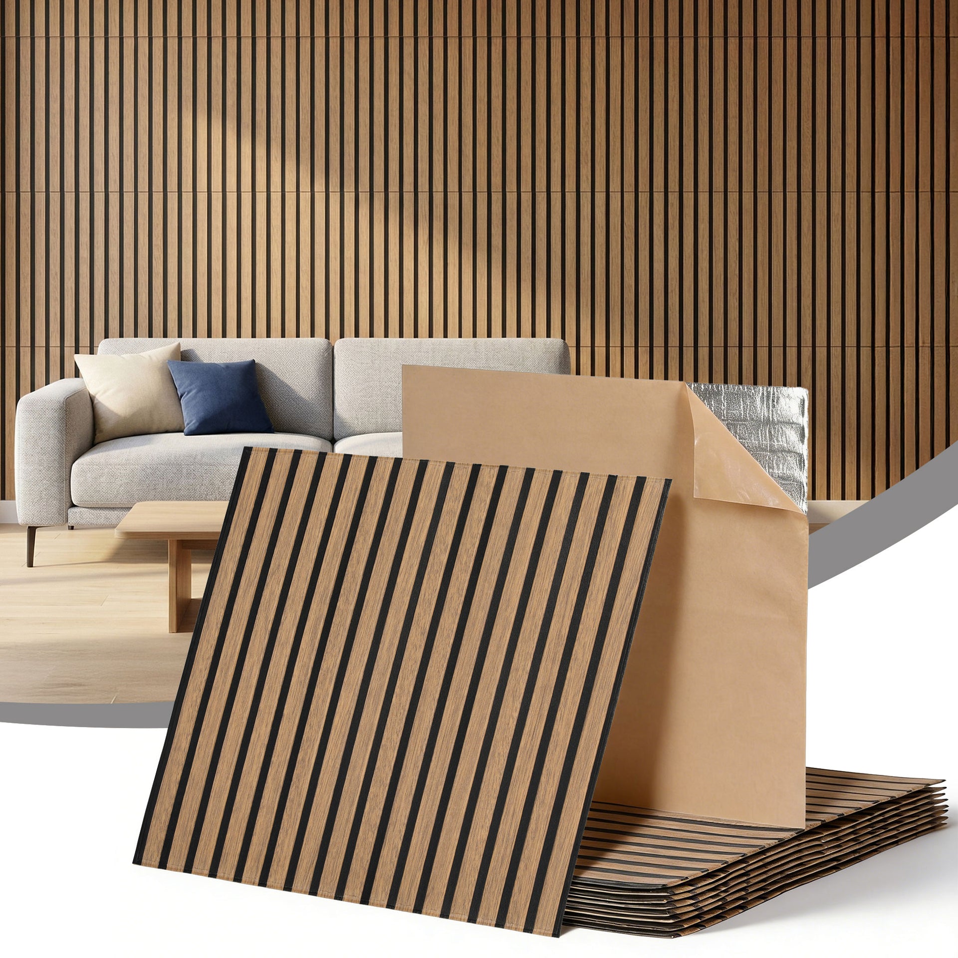 Artiss 10PCS Peel and Stick Wall Panels Tiles 68X68CM Self Adhesive for Home Office Studio Brown Awezingly