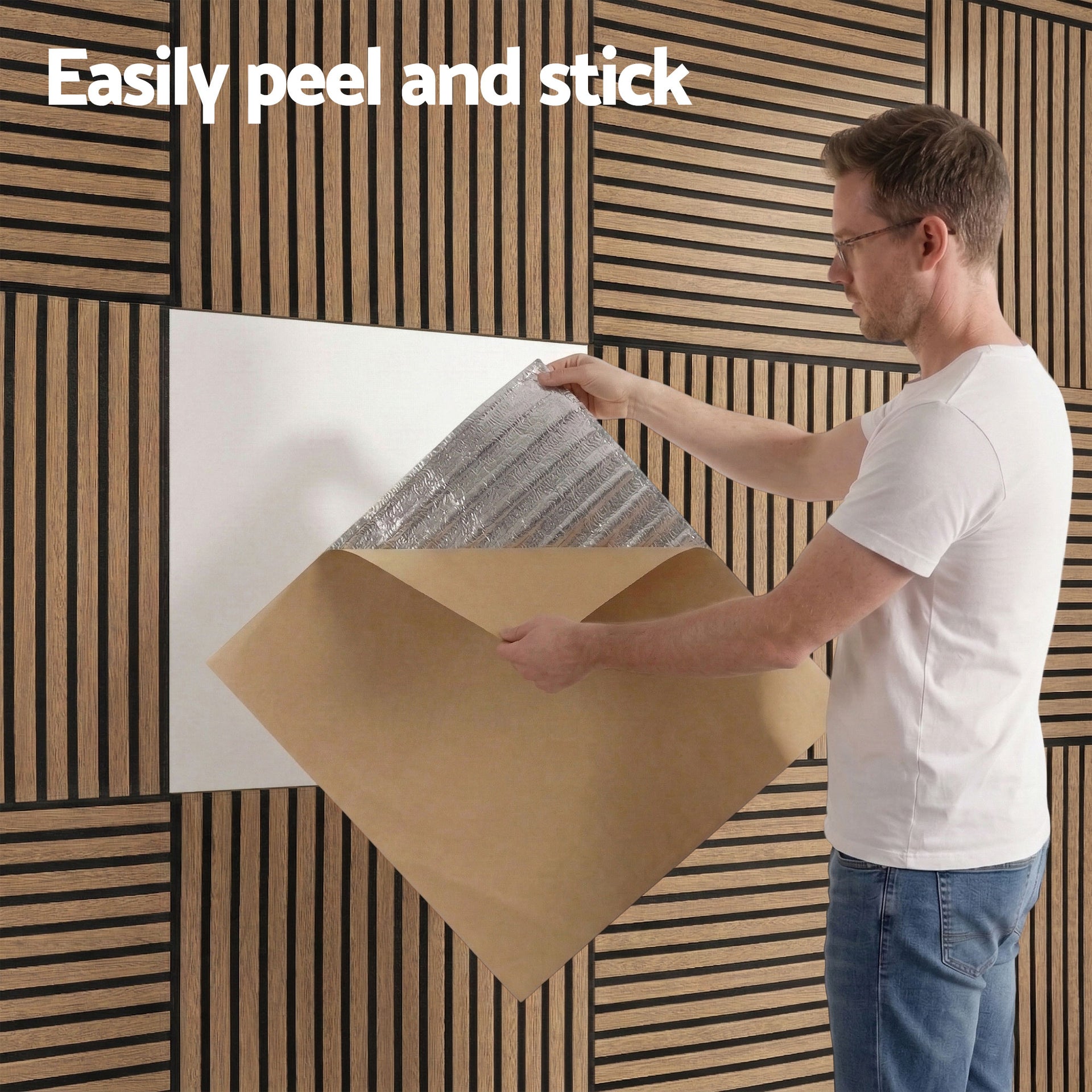 Artiss 10PCS Peel and Stick Wall Panels Tiles 68X68CM Self Adhesive for Home Office Studio Brown Awezingly