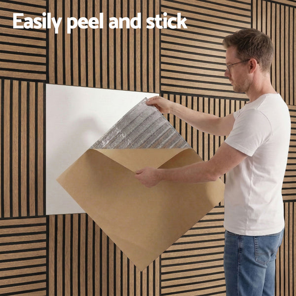 Artiss 10PCS Peel and Stick Wall Panels Tiles 68X68CM Self Adhesive for Home Office Studio Brown Awezingly